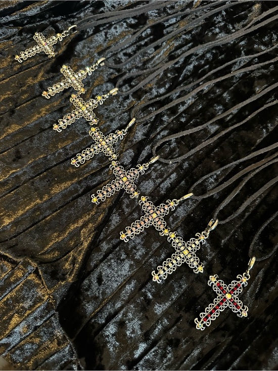 Jewelry - Lot of 8 Cross Pendant Necklaces – Assorted Colors – Craft & Jewelry Lot